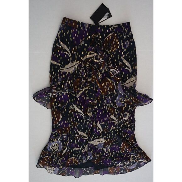 Whistles Women's Sz 2 Purple Arabella Montrose Floral Print Silk Skirt $359 - Picture 5 of 15